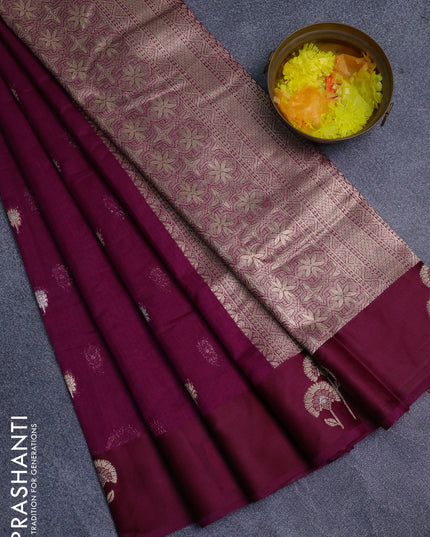 Art kota saree purple with zari woven buttas and zari woven floral butta border