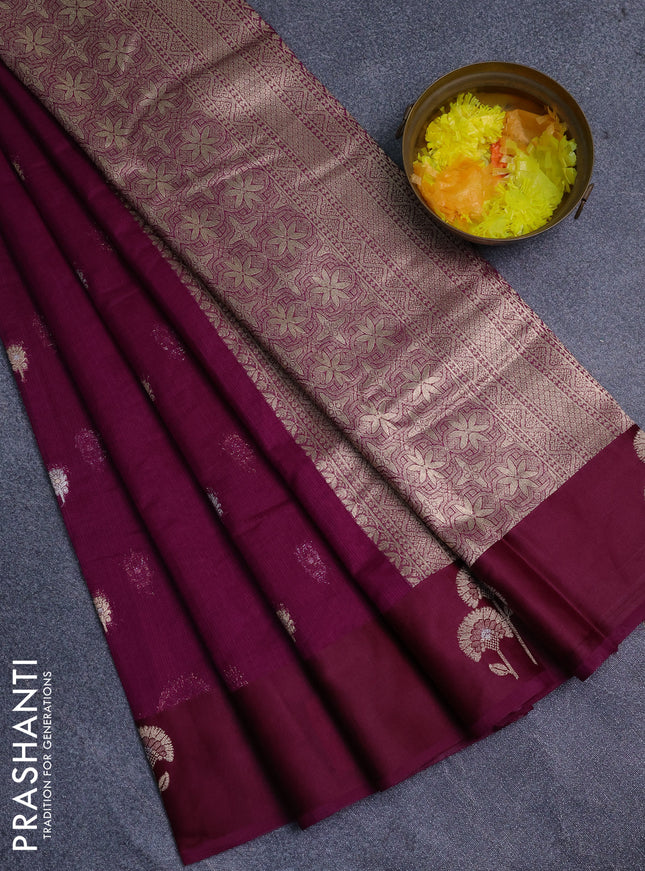 Art kota saree purple with zari woven buttas and zari woven floral butta border