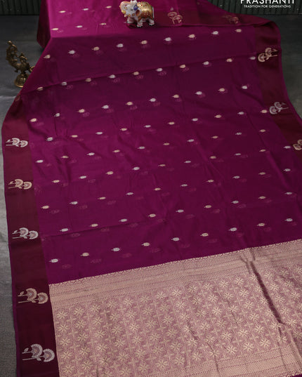 Art kota saree purple with zari woven buttas and zari woven floral butta border