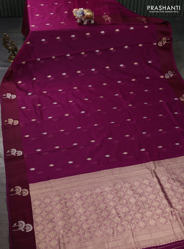 Art kota saree purple with zari woven buttas and zari woven floral butta border