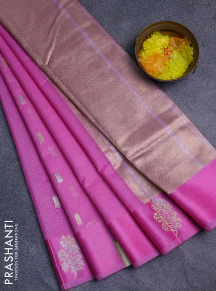 Art kota saree light pink with zari woven buttas and zari woven floral butta border