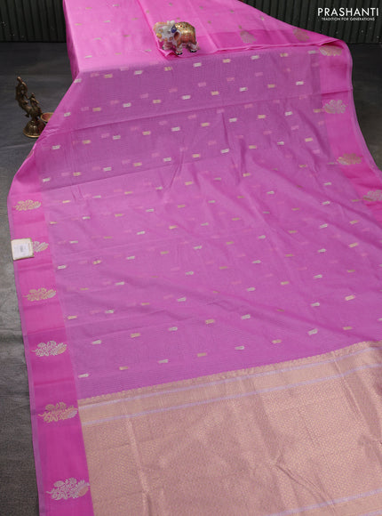 Art kota saree light pink with zari woven buttas and zari woven floral butta border