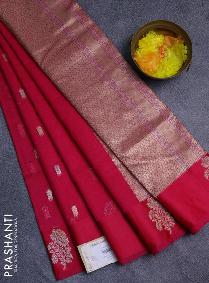 Art kota saree dark pink with zari woven buttas and zari woven floral butta border