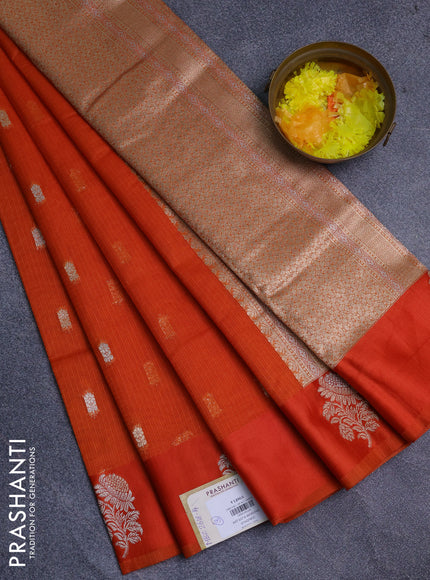 Art kota saree rustic orange with zari woven buttas and zari woven floral butta border