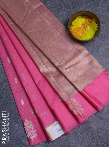 Art kota saree light pink with zari woven buttas and zari woven floral butta border
