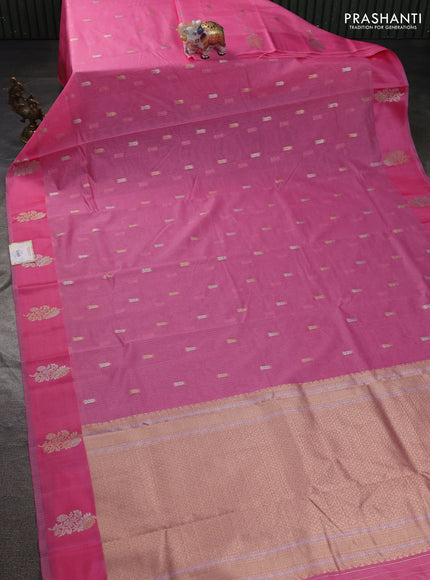 Art kota saree light pink with zari woven buttas and zari woven floral butta border