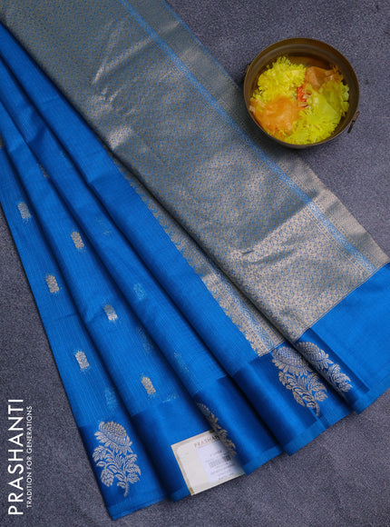 Art kota saree cs blue with zari woven buttas and zari woven floral butta border