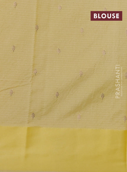 Art kota saree pale yellow with silver & gold zari woven buttas and zari woven floral butta border