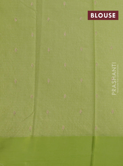 Art kota saree light green with silver & gold zari woven buttas and zari woven floral butta border