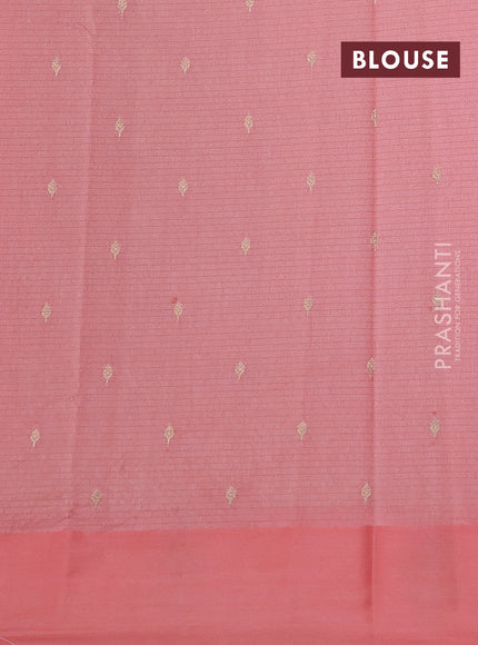 Art kota saree peach shade with zari woven floral buttas and zari woven floral butta border