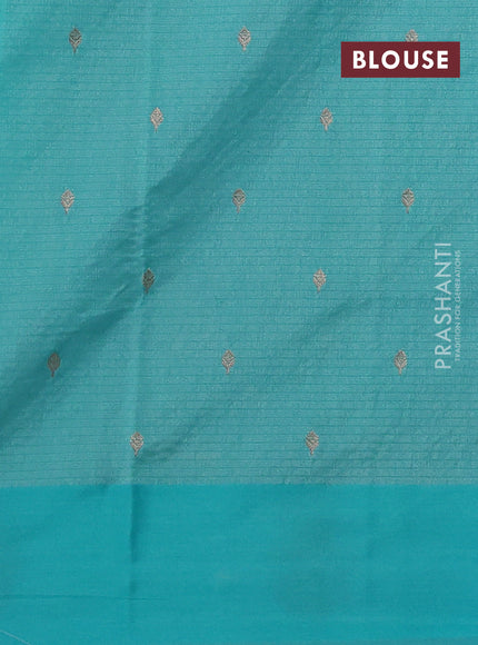 Art kota saree light blue with silver & gold zari woven buttas and zari woven floral butta border