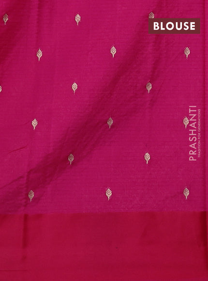 Art kota saree dark pink with silver & gold zari woven buttas and zari woven floral butta border