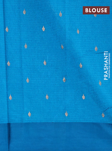 Art kota saree cs blue with silver & gold zari woven buttas and zari woven floral butta border
