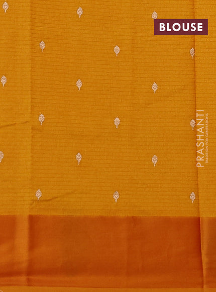 Art kota saree dark mustard with silver & gold zari woven buttas and zari woven floral butta border