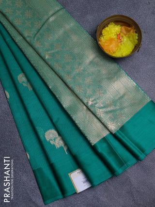 Art kota saree teal green with zari woven floral buttas and satin border