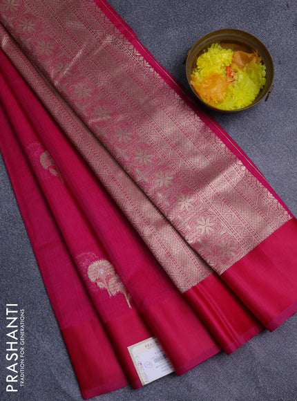 Art kota saree dark pink with zari woven floral buttas and satin border