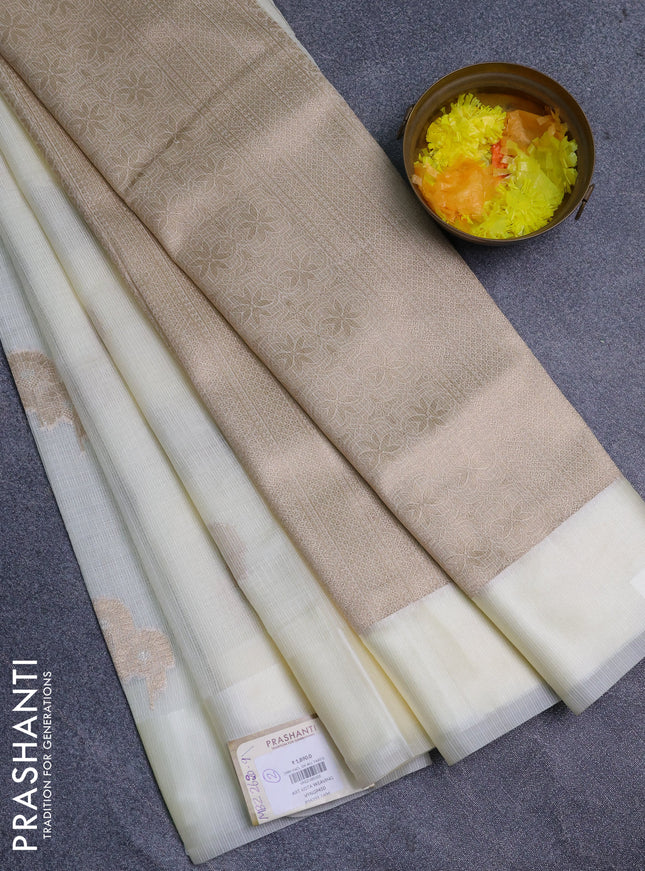 Art kota saree cream with zari woven floral buttas and satin border