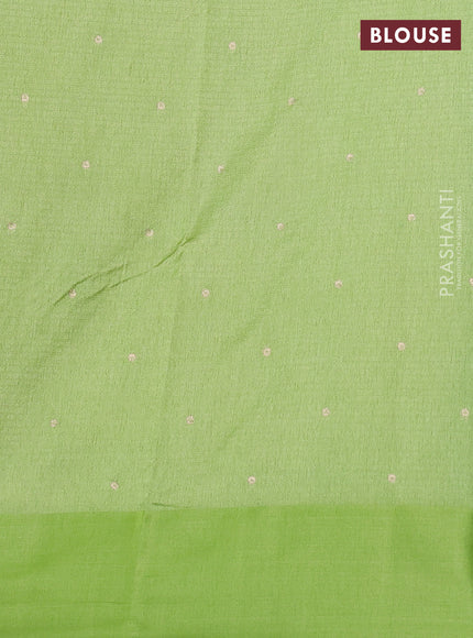 Art kota saree light green with silver & gold zari woven buttas and zari woven butta border
