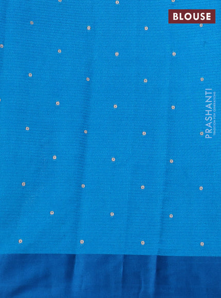 Art kota saree cs blue with silver & gold zari woven buttas and zari woven butta border