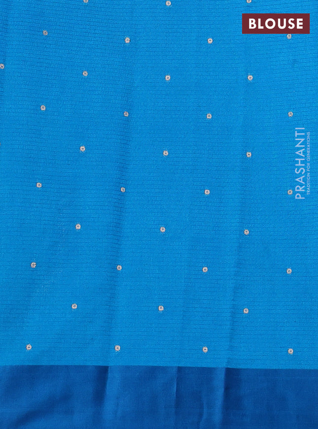 Art kota saree cs blue with silver & gold zari woven buttas and zari woven butta border