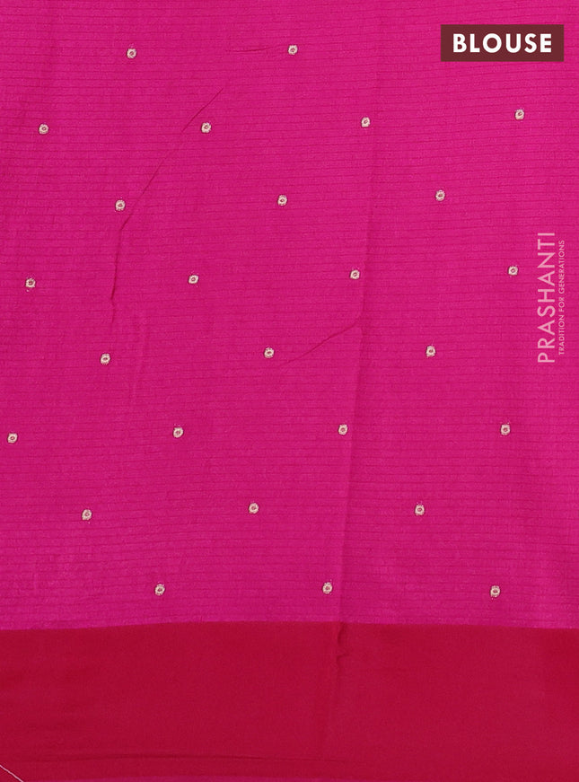 Art kota saree dark pink with silver & gold zari woven buttas and zari woven butta border