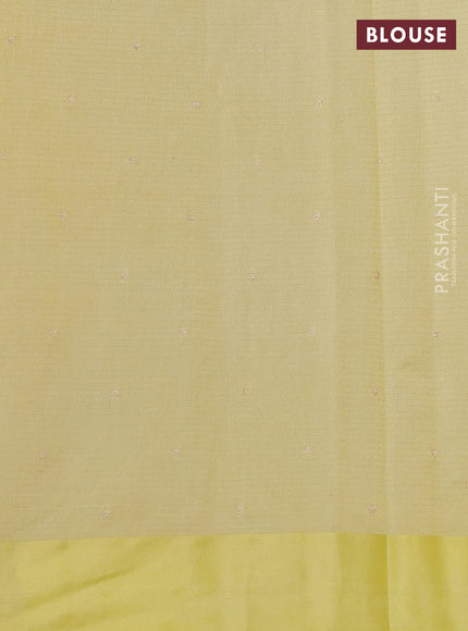 Art kota saree pale yellow with silver & gold zari woven buttas and zari woven butta border