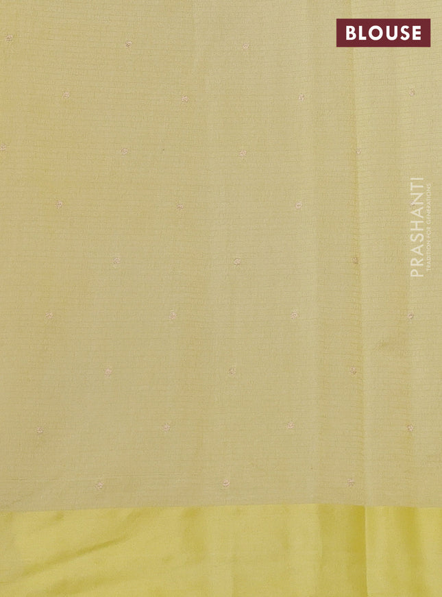 Art kota saree pale yellow with silver & gold zari woven buttas and zari woven butta border