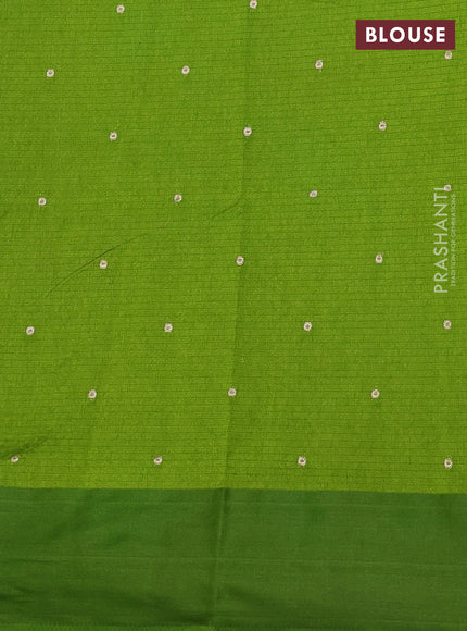 Art kota saree mehendi green with silver & gold zari woven buttas and zari woven butta border