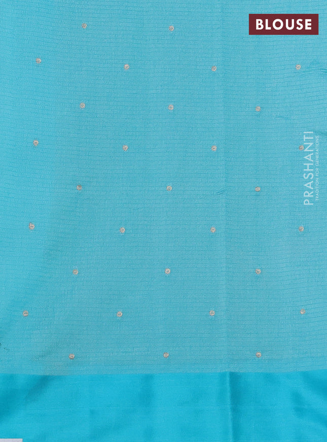 Art kota saree light blue with silver & gold zari woven buttas and zari woven butta border