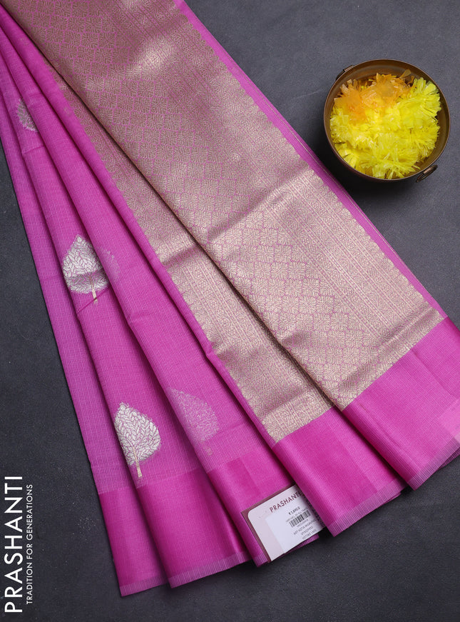 Art kota saree mild lavender with zari woven buttas and satin border