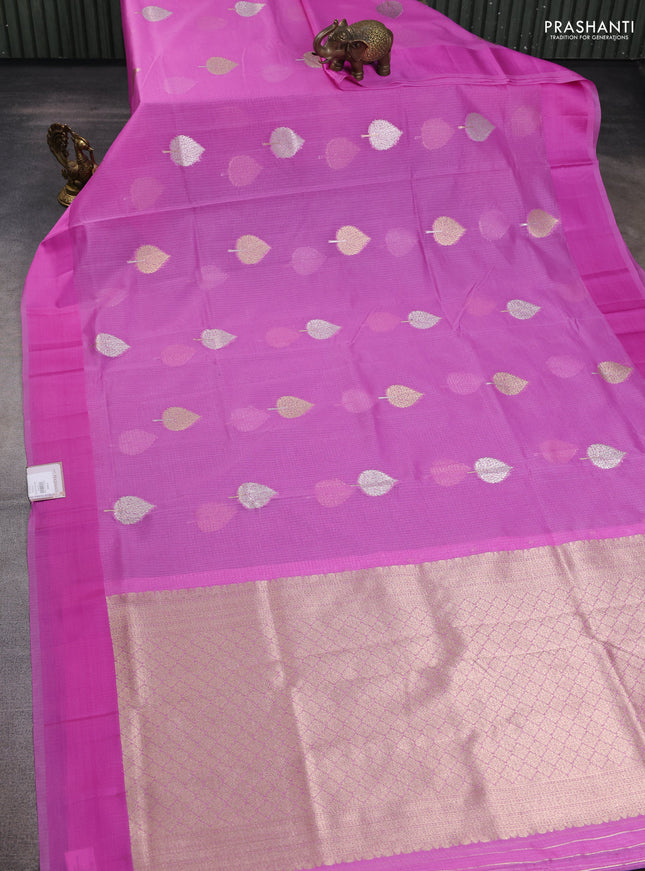 Art kota saree mild lavender with zari woven buttas and satin border