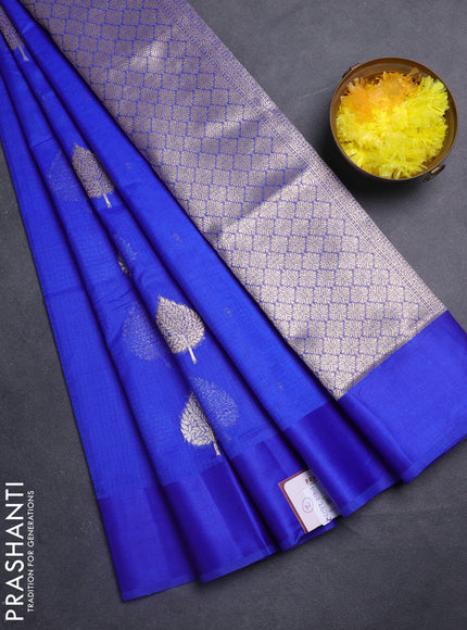 Art kota saree royal blue with zari woven buttas and satin border