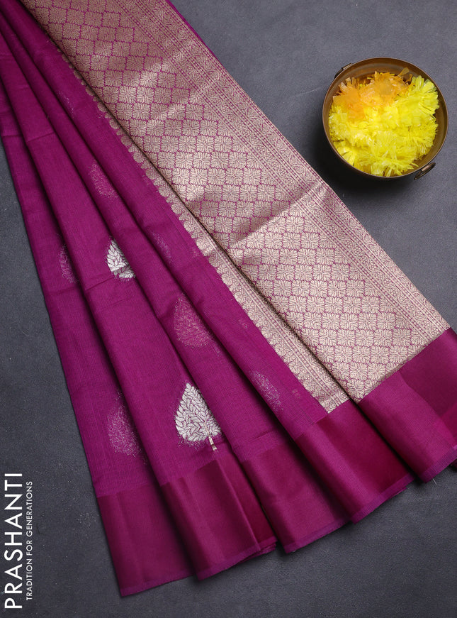 Art kota saree deep purple with zari woven buttas and satin border