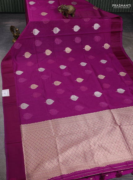 Art kota saree deep purple with zari woven buttas and satin border