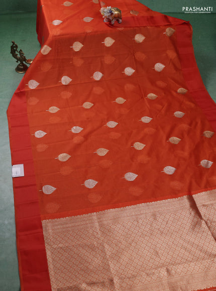 Art kota saree orange with zari woven buttas and satin border
