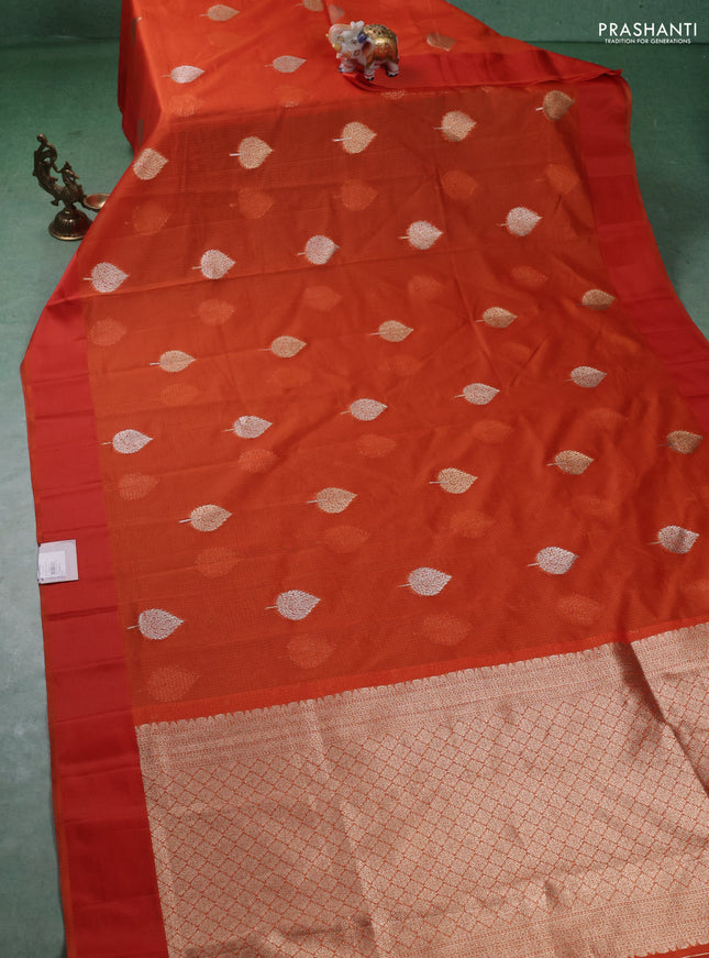 Art kota saree orange with zari woven buttas and satin border