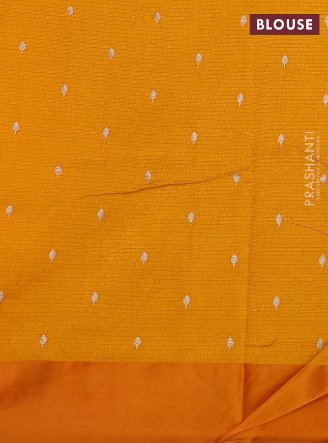 Art kota saree dark mustard with silver & gold zari woven buttas and zari woven butta border