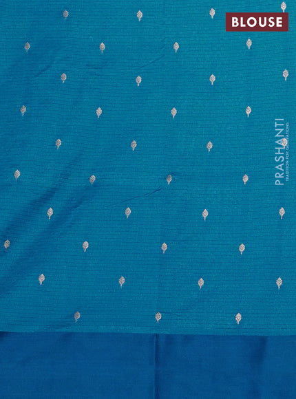 Art kota saree cs blue with silver & gold zari woven buttas and zari woven butta border