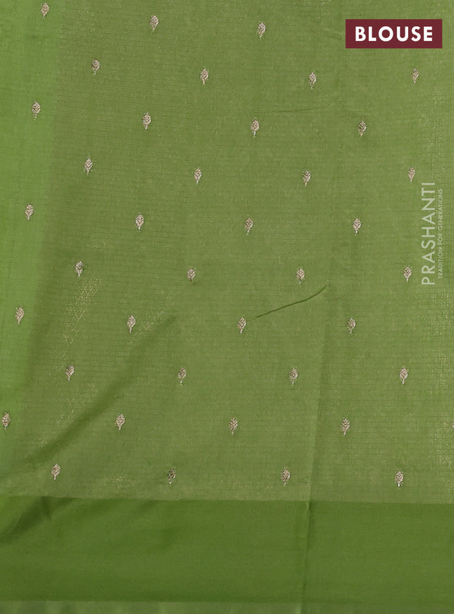 Art kota saree light green with silver & gold zari woven buttas and zari woven butta border