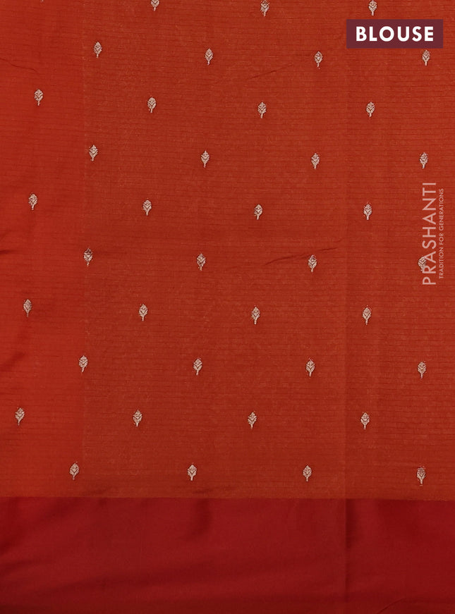Art kota saree orange with silver & gold zari woven buttas and zari woven butta border