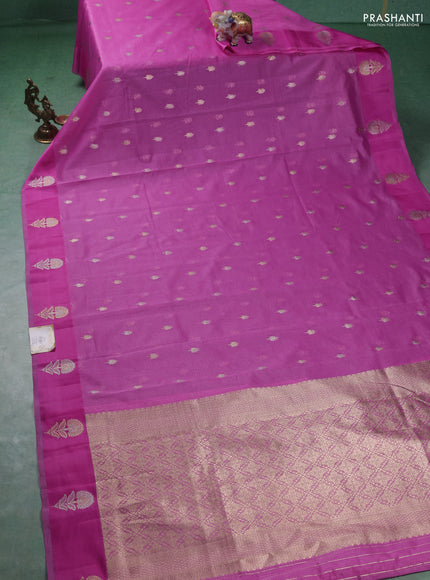 Art kota saree pink shade with silver & gold zari woven buttas and zari woven butta border