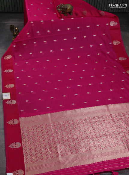 Art kota saree magenta pink with silver & gold zari woven buttas and zari woven butta border