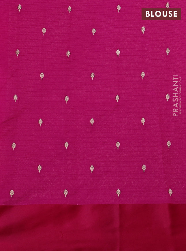 Art kota saree magenta pink with silver & gold zari woven buttas and zari woven butta border