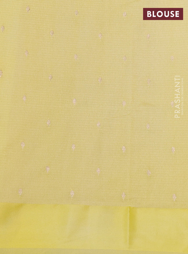 Art kota saree pale yellow with silver & gold zari woven buttas and zari woven butta border