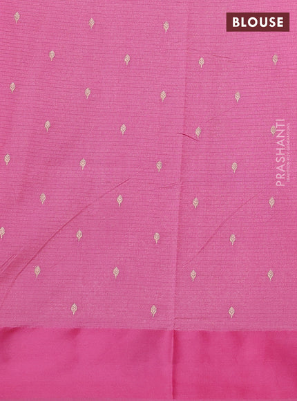 Art kota saree light pink with silver & gold zari woven buttas and zari woven butta border