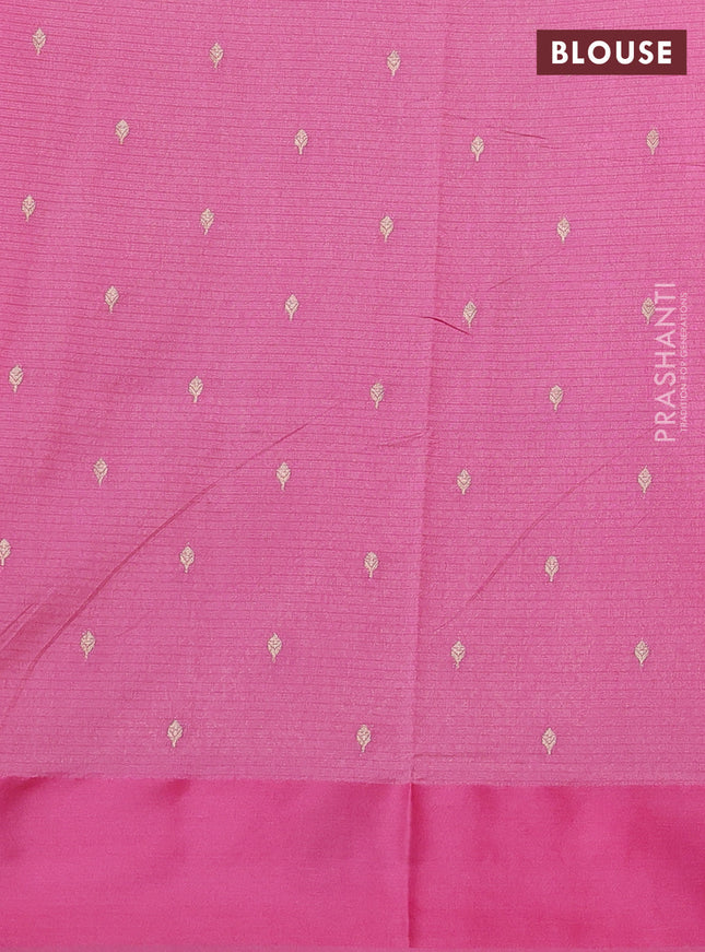 Art kota saree light pink with silver & gold zari woven buttas and zari woven butta border