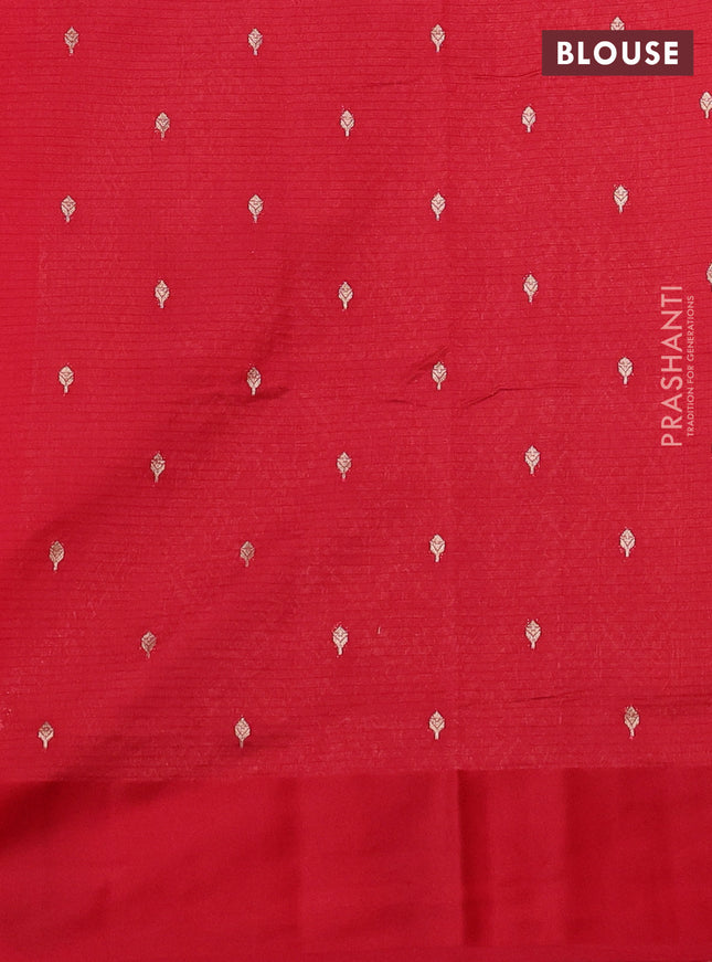 Art kota saree red with silver & gold zari woven buttas and zari woven butta border