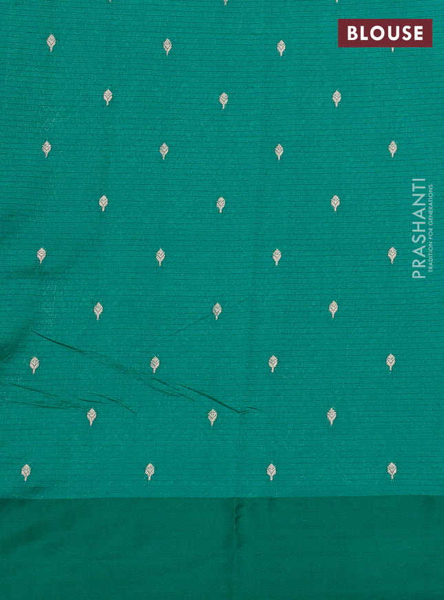 Art kota saree teal green with silver & gold zari woven buttas and zari woven butta border