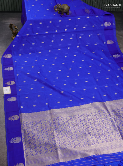 Art kota saree royal blue with silver & gold zari woven buttas and zari woven butta border