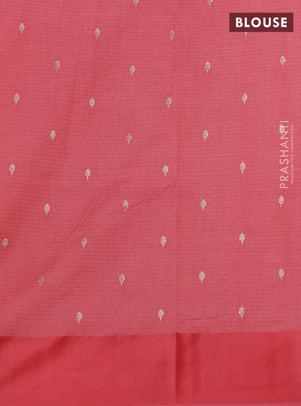 Art kota saree dark peach with silver & gold zari woven buttas and zari woven butta border